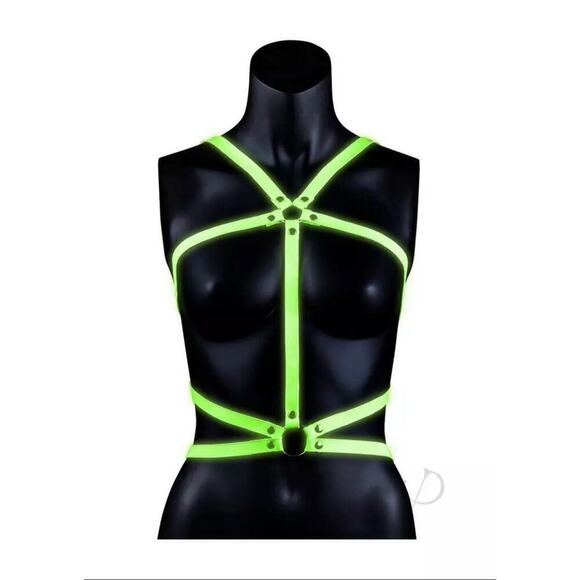 🦋B2G1🦋OUCH! Glow In The Dark NEON GREEN Body Harness | S/M | - Picture 1 of 6